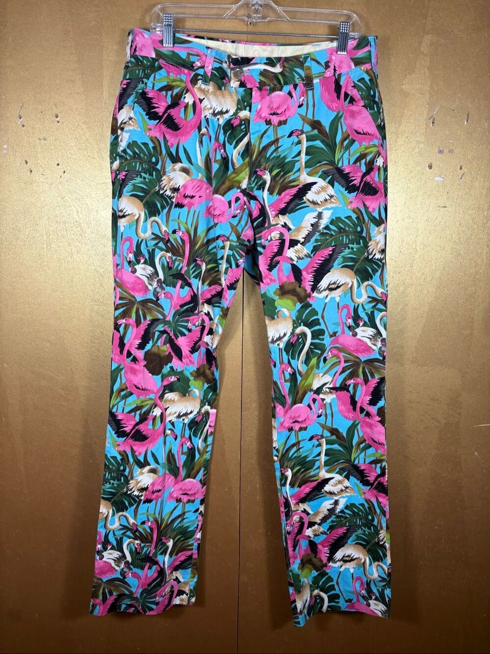 Loudmouth Mens Golf Pants Pink Flamingos Tropical Birds size 34x34